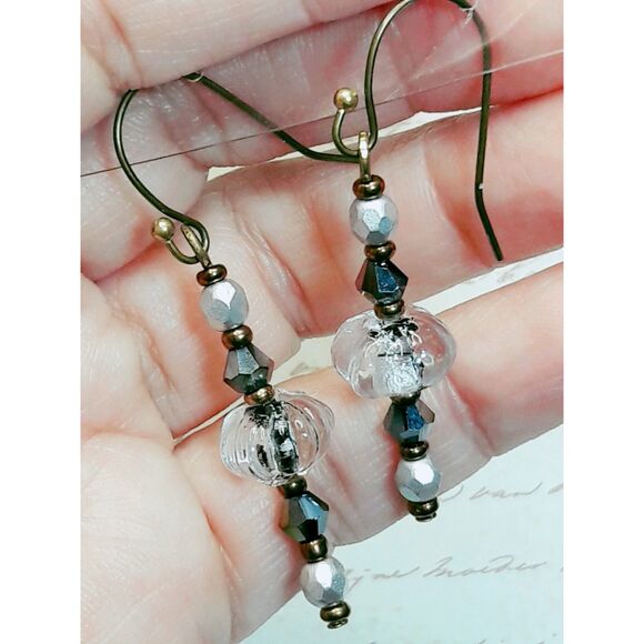 NEW Earrings foil center glass earrings victorian hatpin earrings flut 443#fs-s - Picture 5 of 5